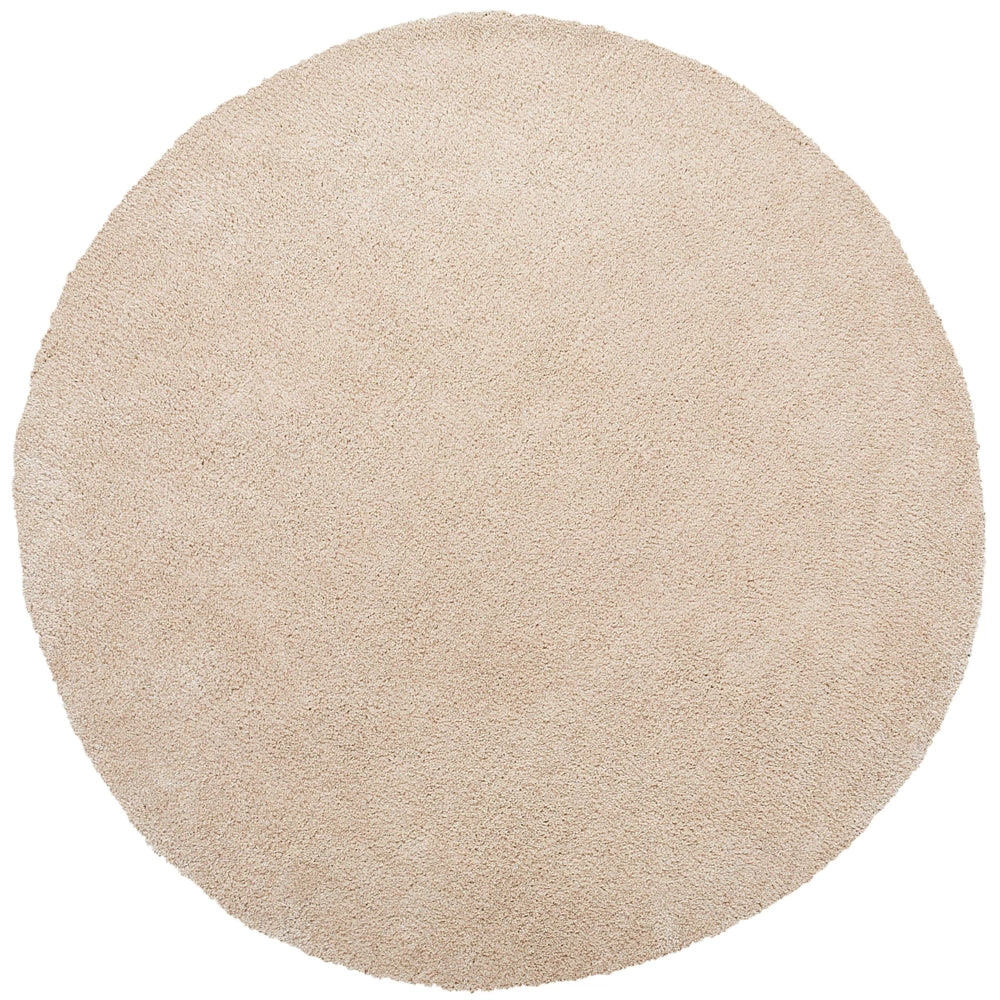 Tappeto Shaggy Beige 140 cm Moderno Tappeto Rotondo Trapuntato a Pelo Lungo