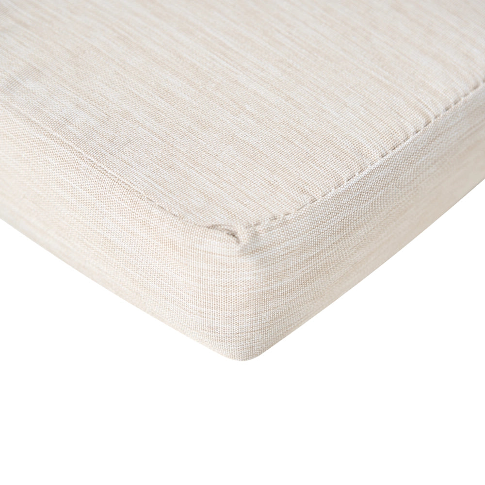 Set da giardino con 6 sedie in legno di acacia marrone scuro con cuscini beige chiaro in stile rustico con cuscini