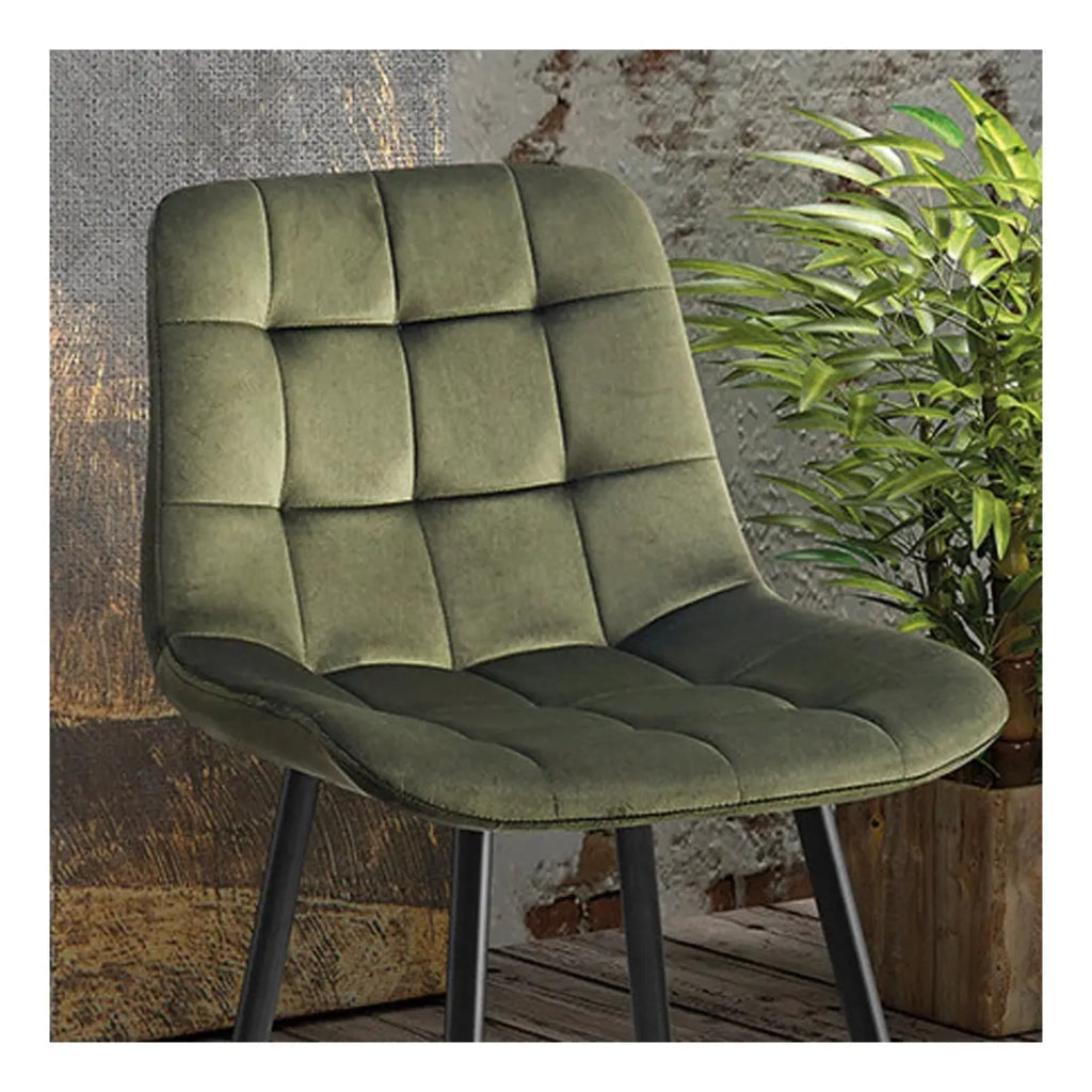 Sedia da banco JUTE – Velluto verde – Piedi in metallo – Altezza 95 cm – Stile elegante