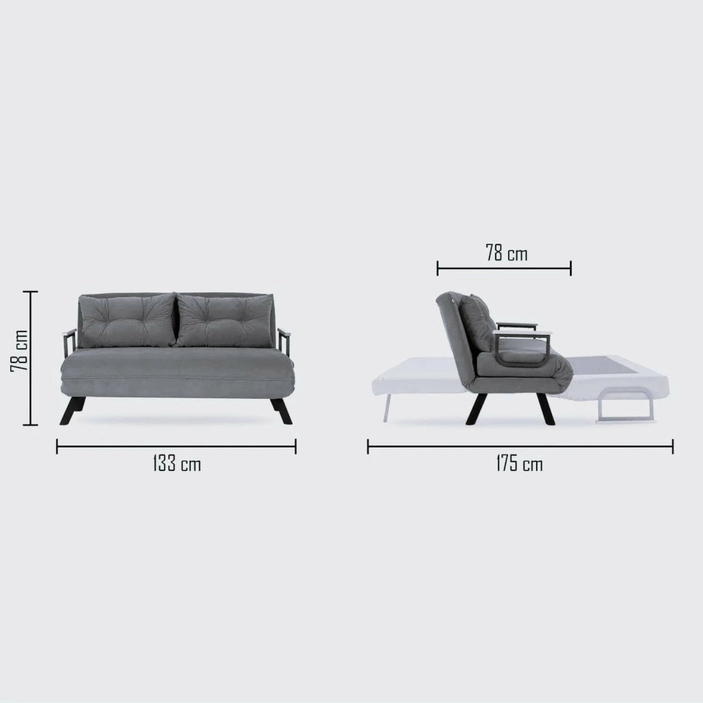 Calvin, Divano Letto 2 Posti Contenitore, 133x78 cm Verde Acqua