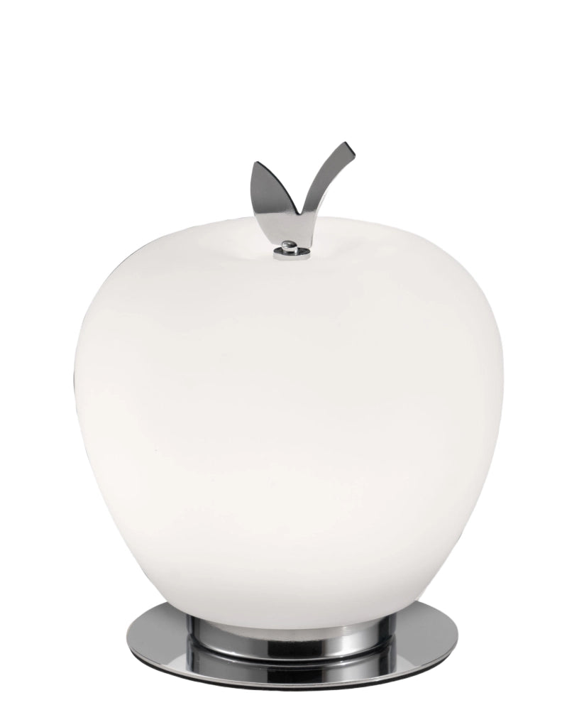 Lampada da Tavolo Wendy 8W LED Integrato 3000K Bianco e Cromato, Regolazione Luce al Tocco, Vetro Soffiato - Design Moderno