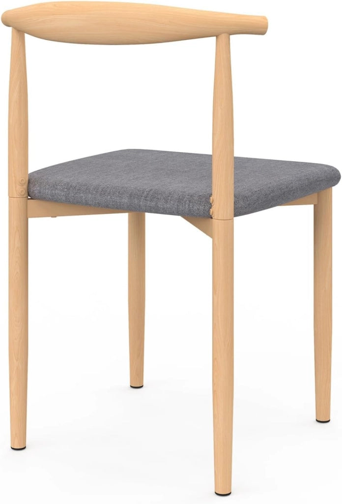 Set di 6 sedie da pranzo NOE in finto legno con sedute in tessuto grigio chiaro