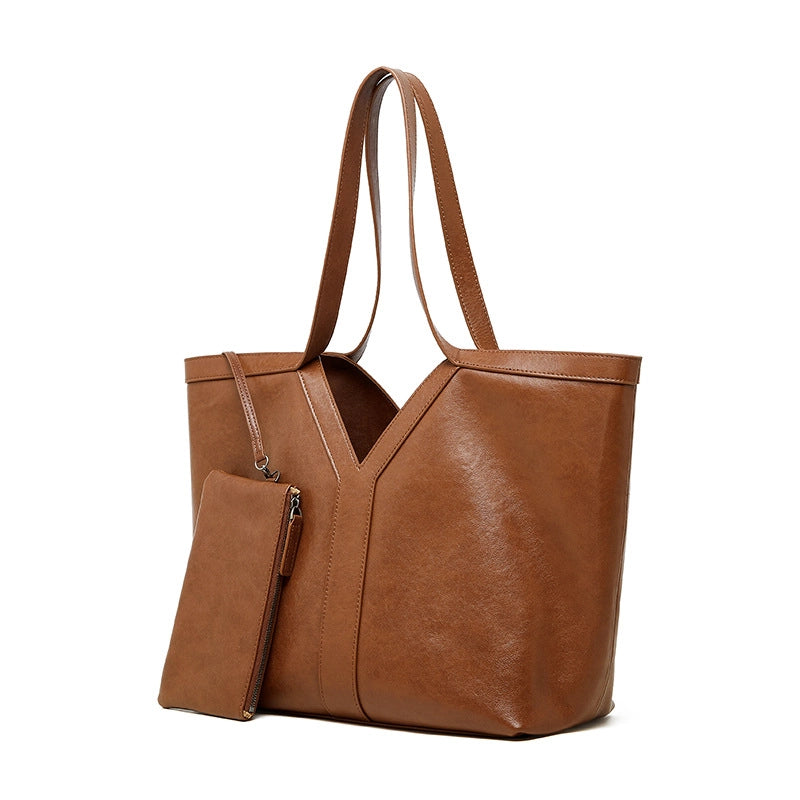 Borsa a tracolla da donna in vera pelle marrone