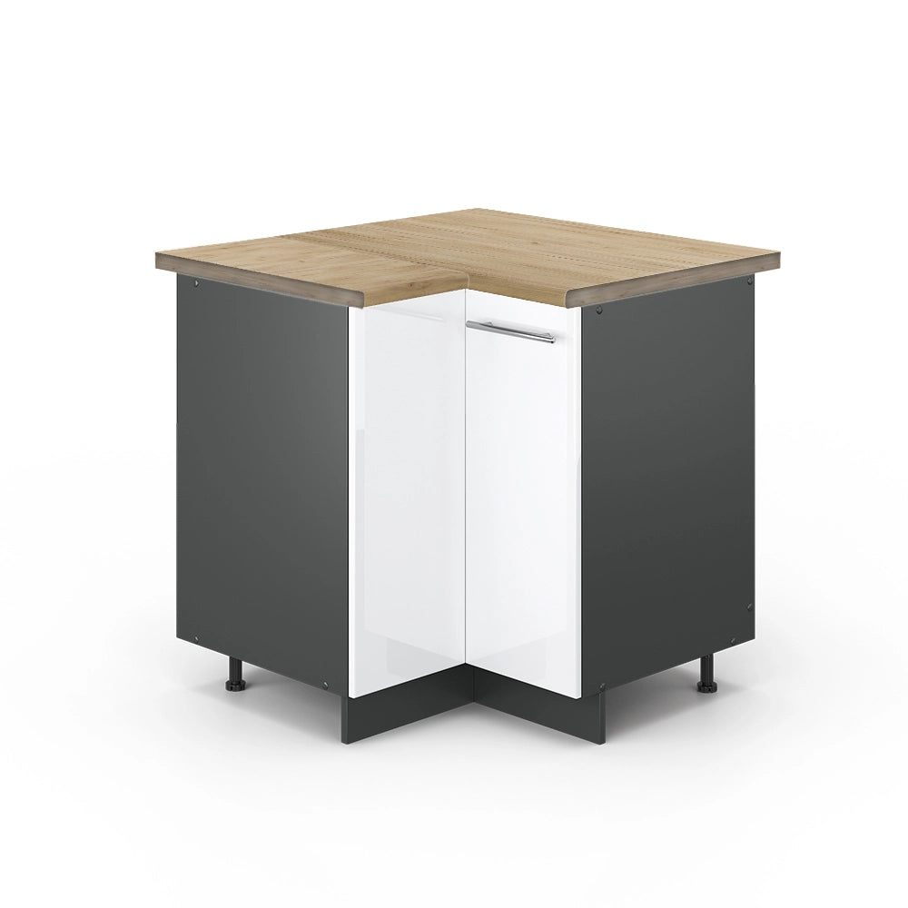 Mobile ad angolo cucina Fame-Line Bianco lucido/Antracite 80.5 cm, PL Rovere Vicco