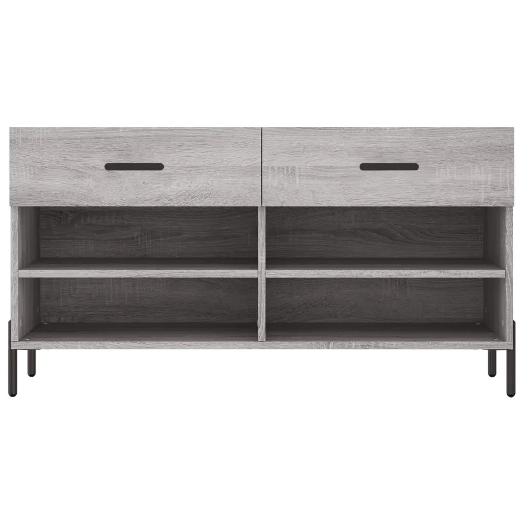 Panca Porta Scarpe-Sgabello-Panca Scarpiera Grigio Sonoma 102x35x55 cm Legno Multistrato 231228
