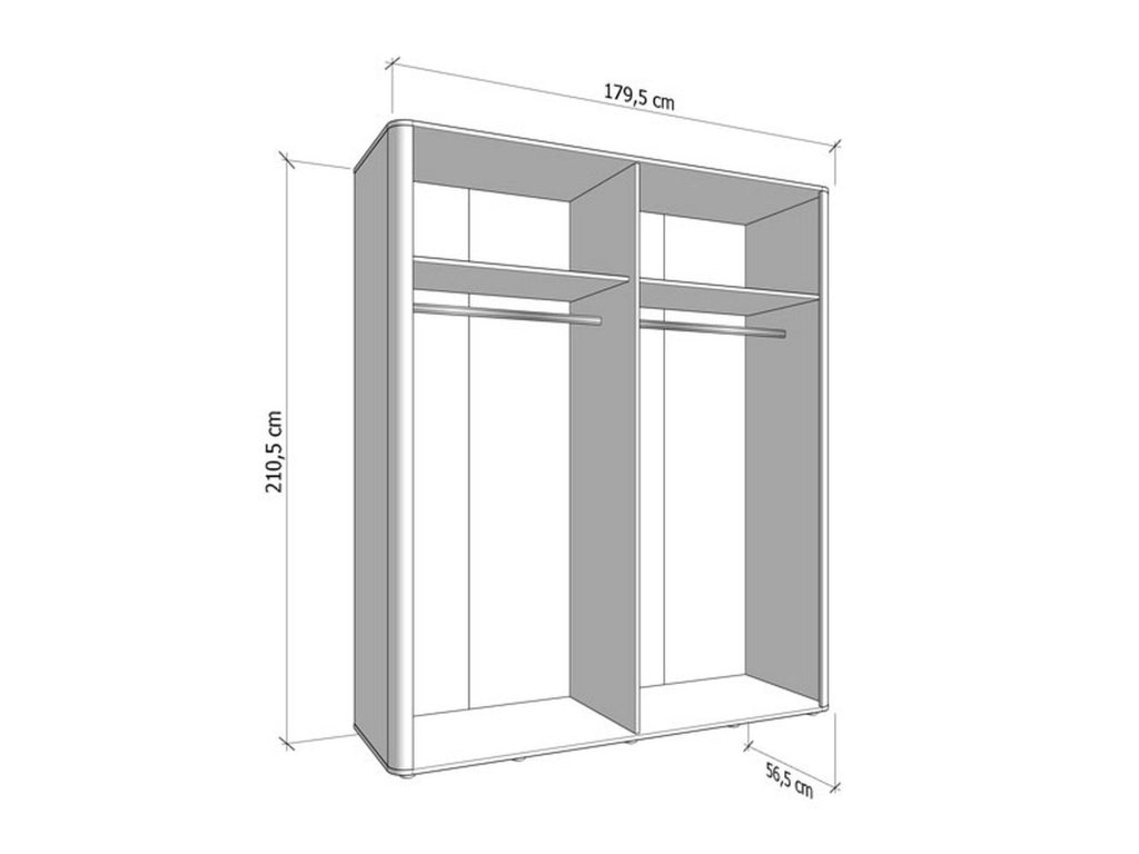 Armadio Camera da Letto Bustone, Guardaroba Grande 2 Ripiani, 179.5x210.5h cm Bianco Crema