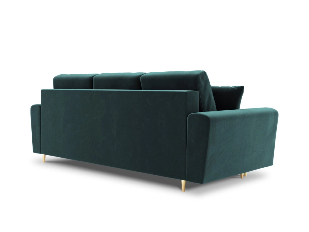 Cosmopolitan Design - Divano convertibile con contenitore "Kyoto" 3 posti in velluto petrolio 