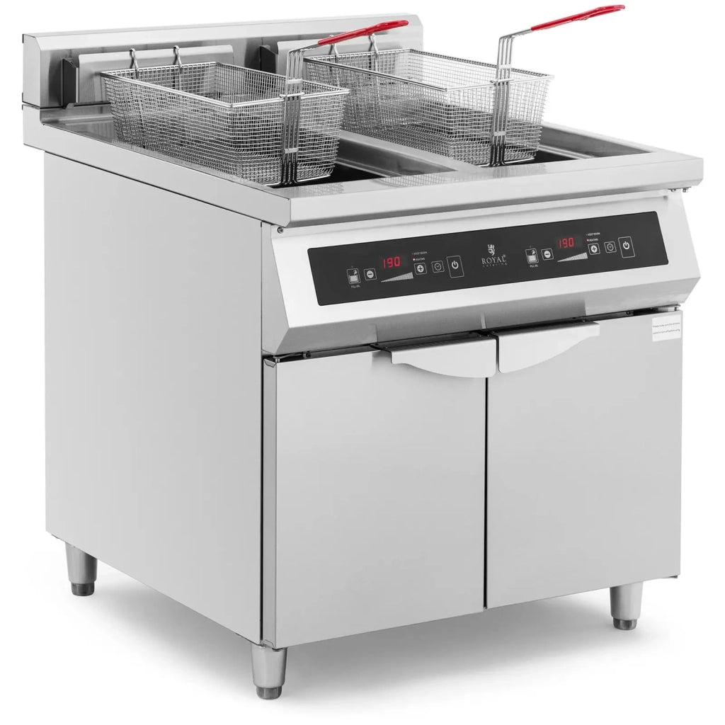 Friggitrice professionale a induzione 2 x 30 litri 60 a 190 °C acciaio inox 14_0009093