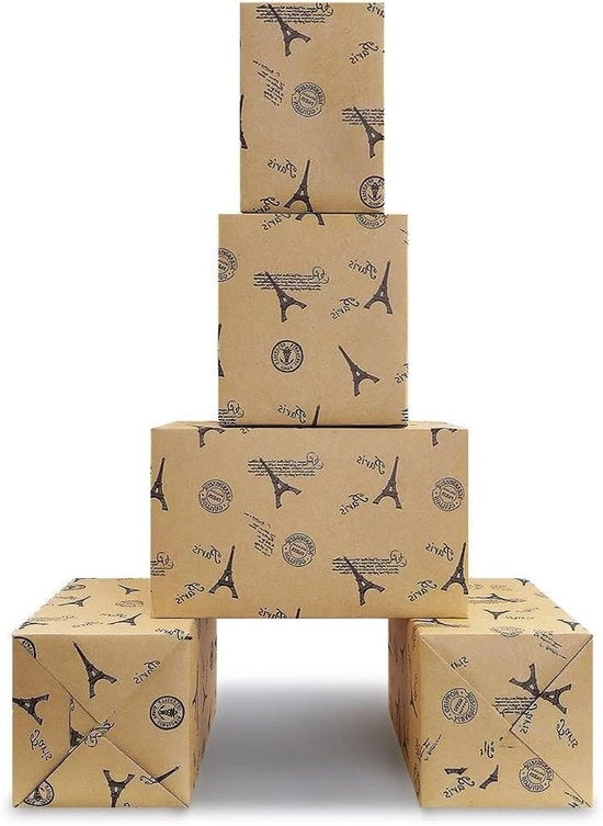 Papier decorativo romantico Parigi Torre Eiffel - 4 fogli carta kraft per Matrimonio, Compleanno e San Valentino