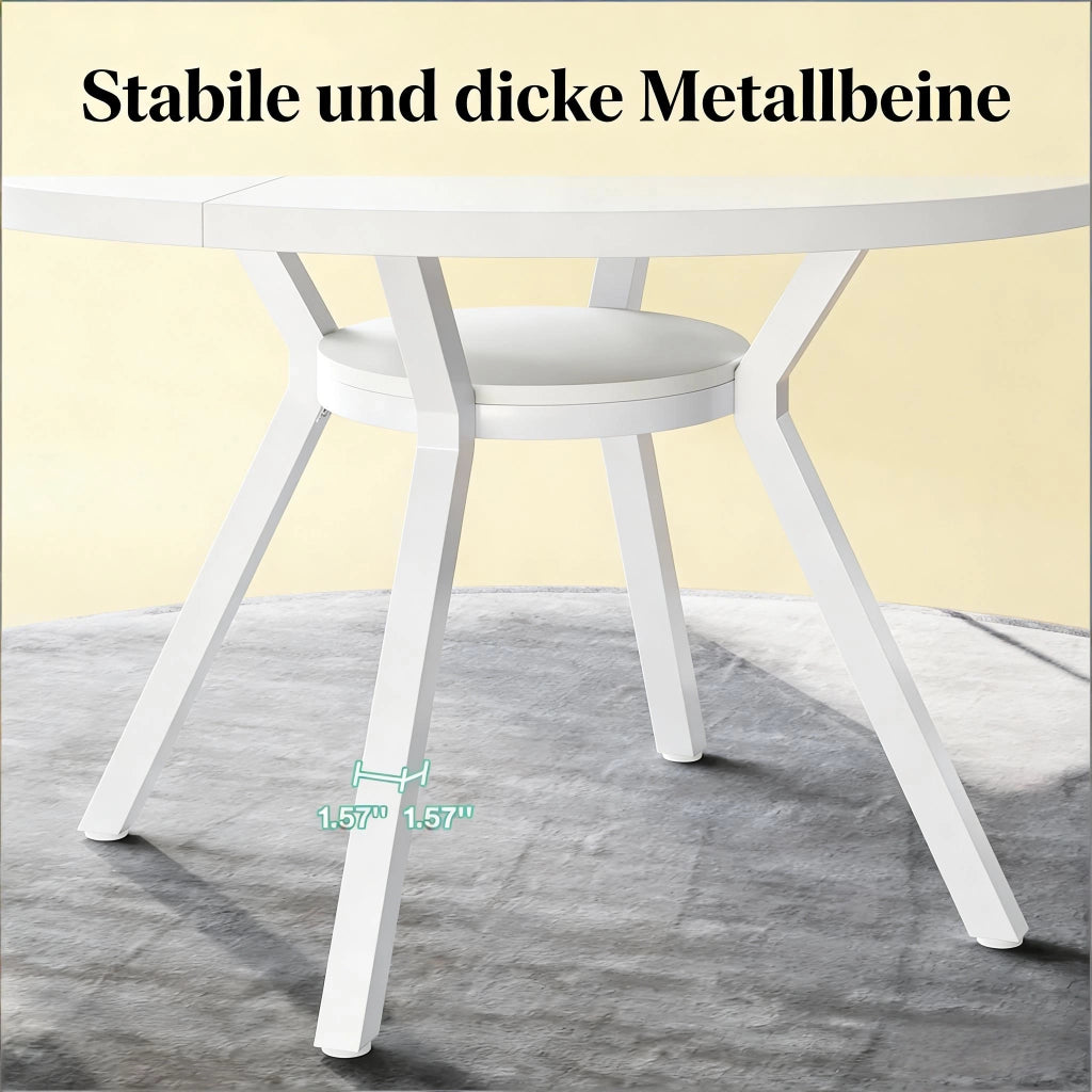 TAVOLO da pranzo rotondo Ø 119,4 cm bianco in metallo e legno
