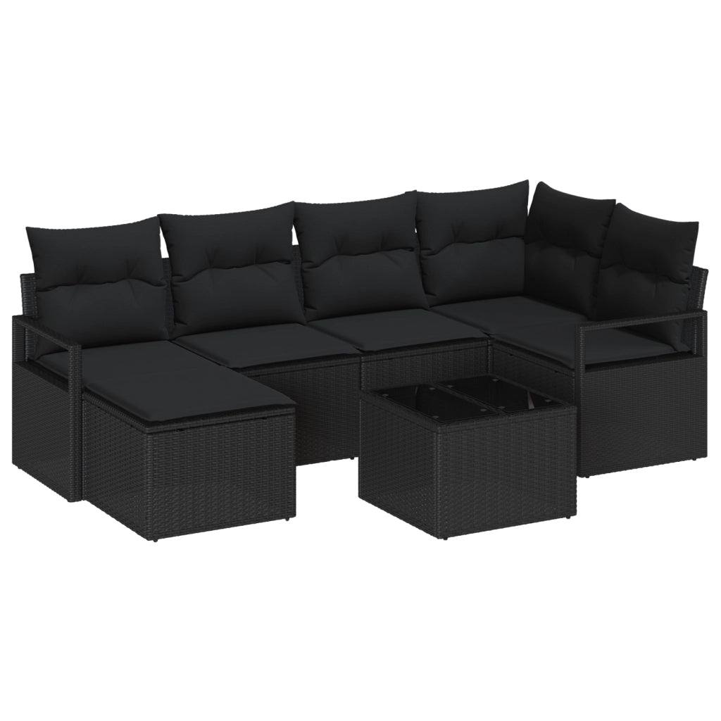 Set Divano Giardino Modulare con Cuscini Beige in Polyrattan