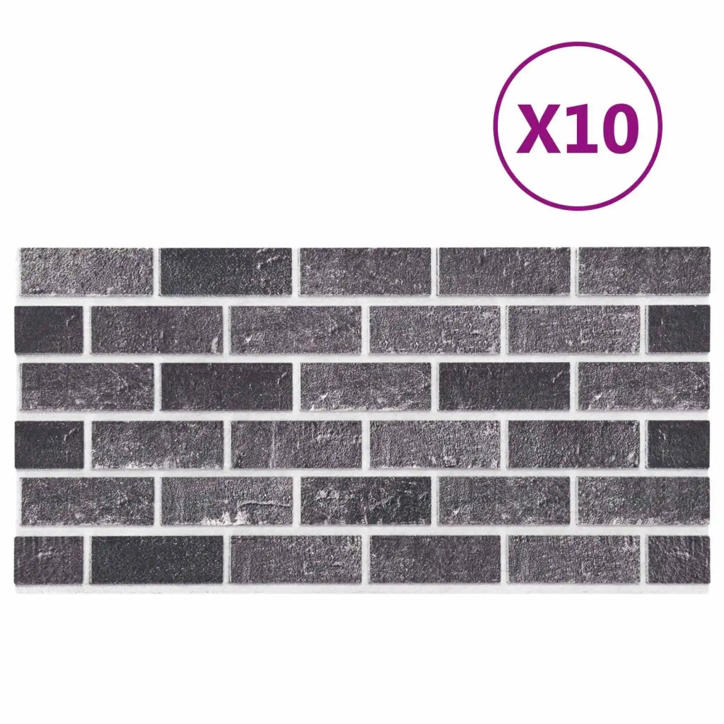 Pannelli da parete 10 pz Nero e Grigio 100 x 50 cm Schiuma EPS CFW7969800