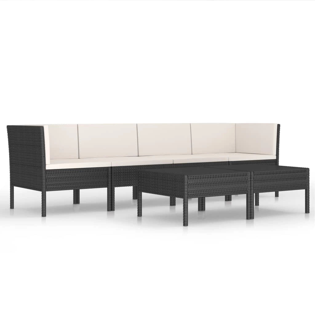 Set di mobili da giardino mobili da esterno 6 pezzi con cuscini resina intrecciata nera 02_0016913