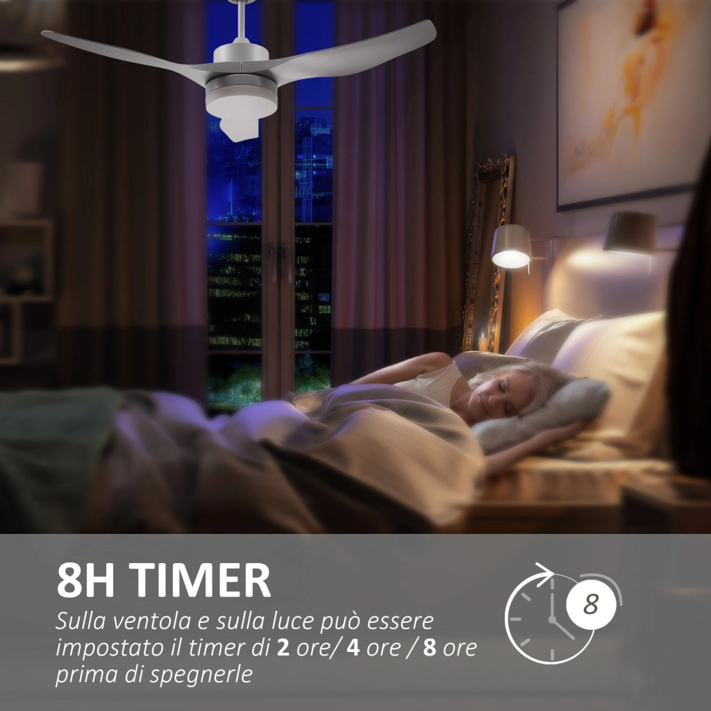 EasyComfort Ventilatore da Soffitto con Luce LED a 3 Modalità con Telecomando, 6 Velocità, Φ132x40cm