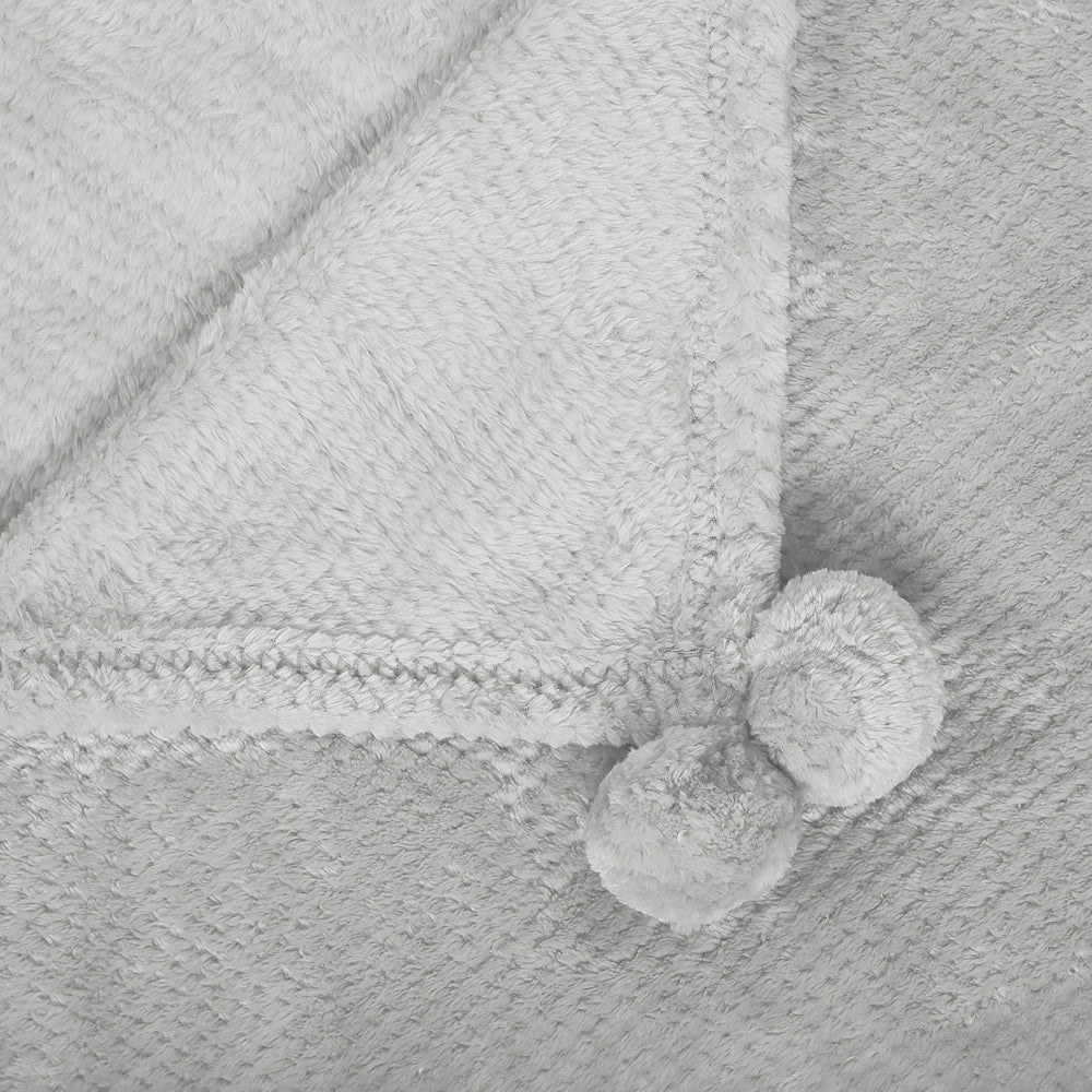 Coperta Poliestere Grigio Chiaro Morbida con nappe 150 x 200 cm