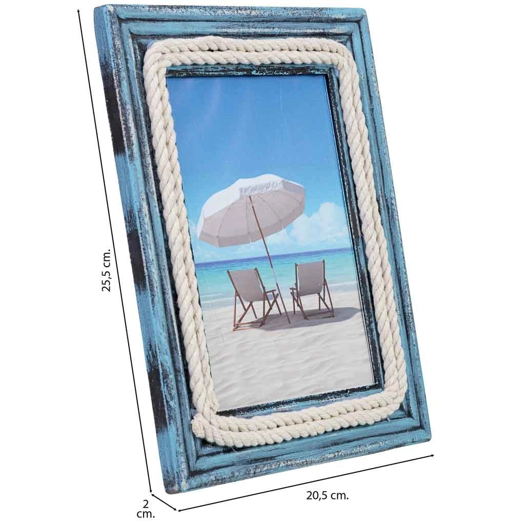 Cornice portafoto in legno blu 15x18, 20,5x2x25,5h cm