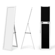 Specchio da terra 37 x 50 x 155 cm con tre possibilità di utilizzo design moderno in MDF bianco 20_0012881