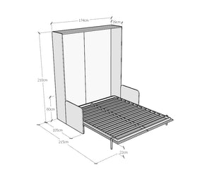 Letto Matrimoniale A Scomparsa 160 Kentaro Con Divano Noce e Azzurro