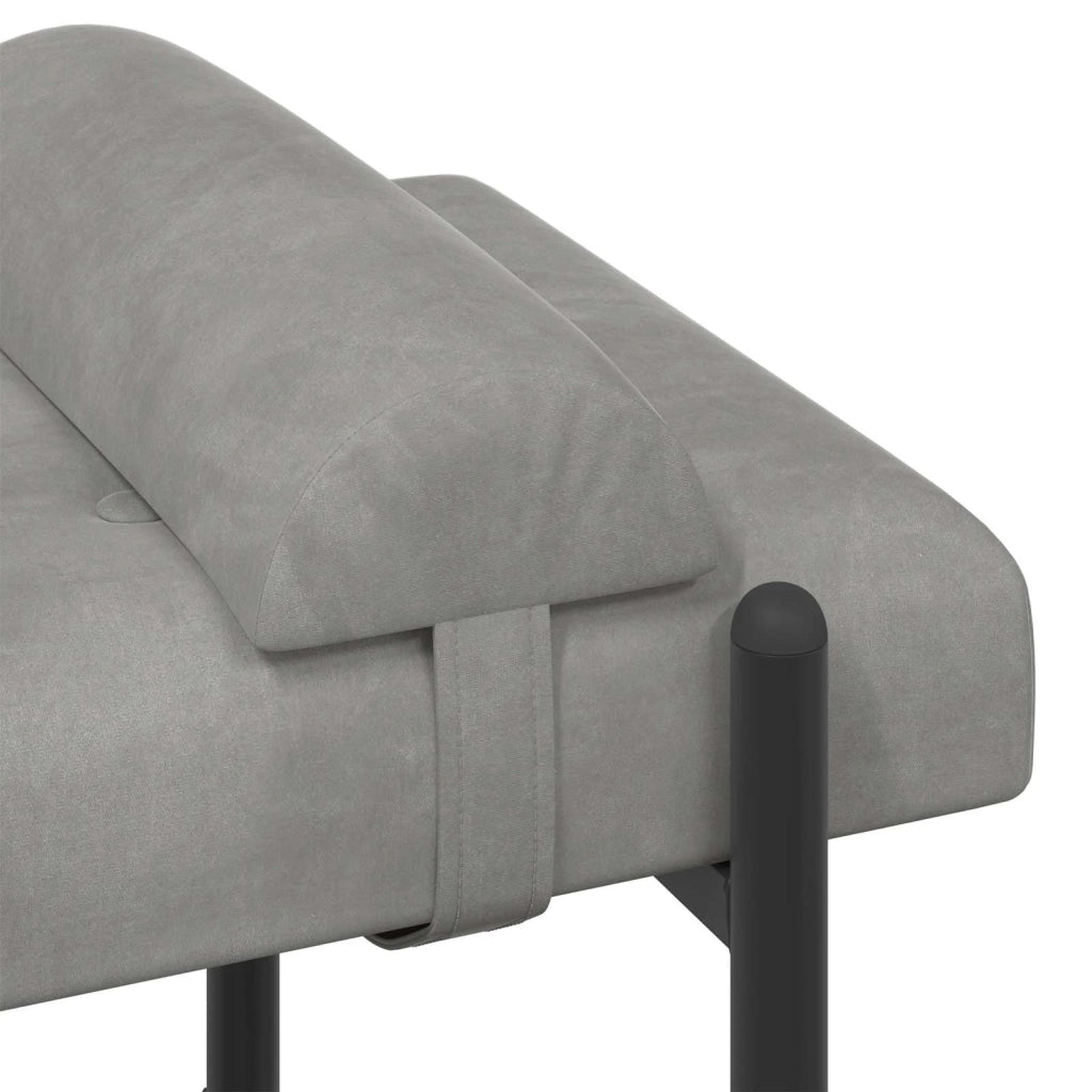 Panchina con bottoni e cuscini Grigio Chiaro 110 x 40 x 46 cm 42038385