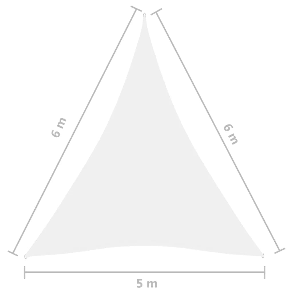 Vela ombreggiante triangolare in tessuto Oxford 5 x 6 x 6 m bianco 02_0009924