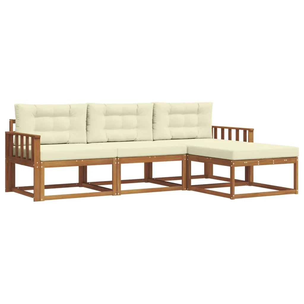 Set di divani da esterno con cuscino 4 pcs Naturale e Crema