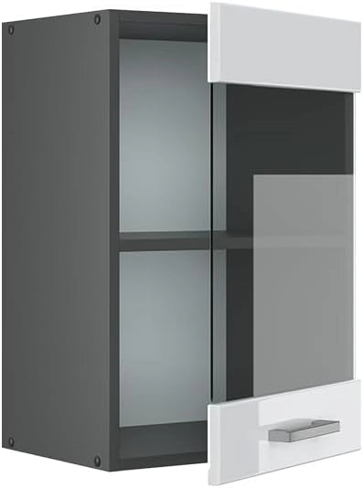 Mobile da cucina in vetro R-Line, Bianco lucido, 40 cm, per la libera combinazione all'interno di sistemi cucina modulari