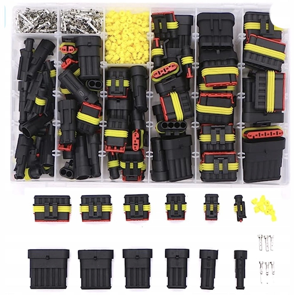 Set di Connettori Elettrici Ermetici – 622 Pezzi | IP67, 14A, 24V, -40°C a +125°C