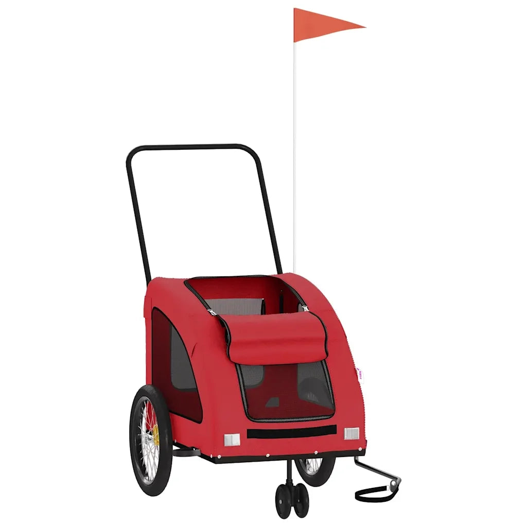 Rimorchio da Bici per Animali Rosso Oxford e Ferro CFW1357045