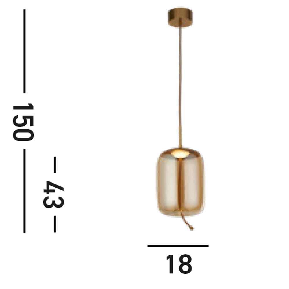 Lampadario Contemporaneo Lisbona Acciaio Ottone Vetro Argento Led 6W 2700K