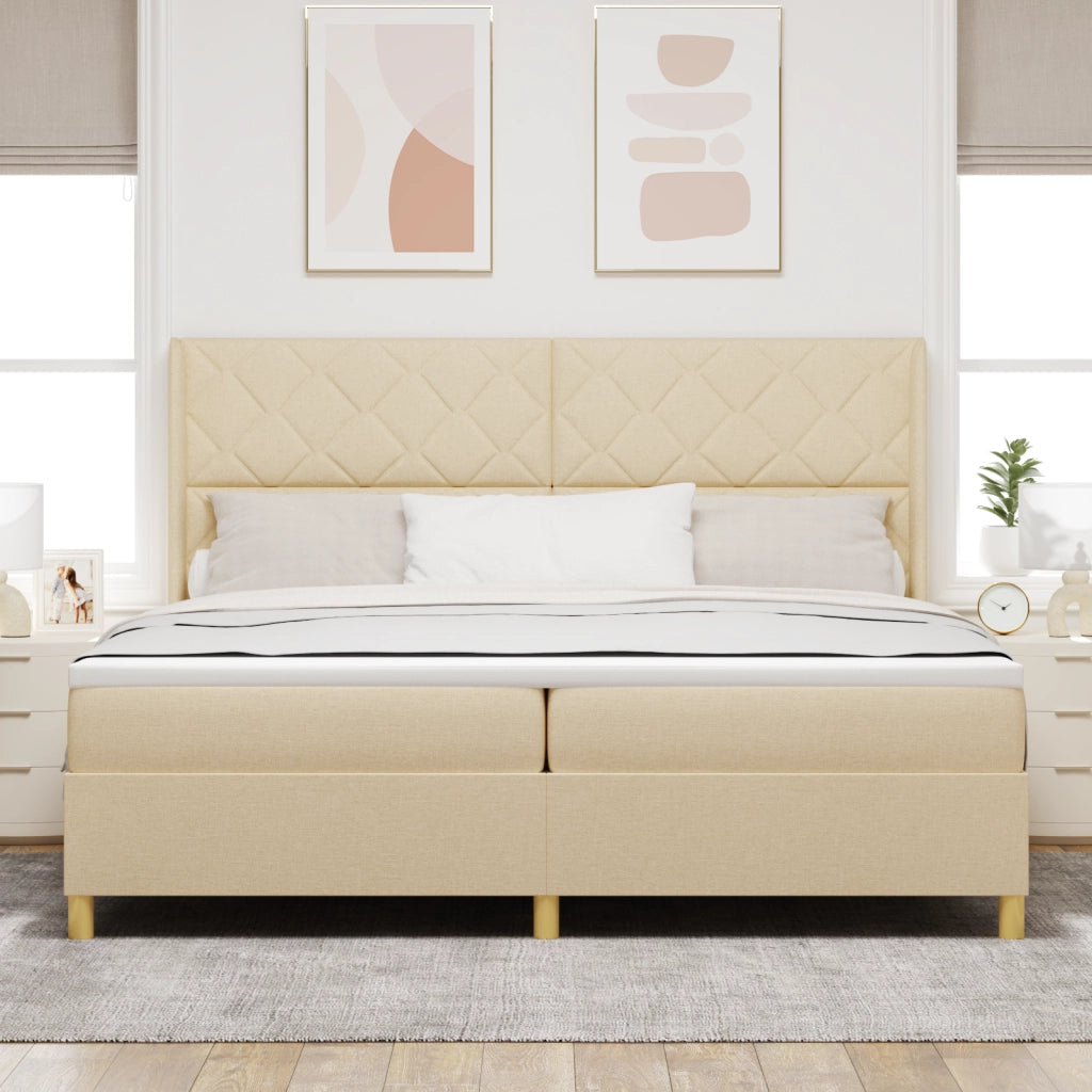 Letto con rete a doghe e materasso Crema 200x200 cm Tessuto