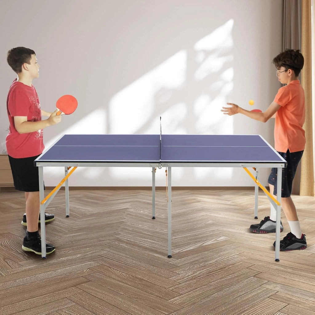 Tavolo da Ping Pong, Tavolo da Ping-Pong Pieghevole e Portatile con Rete, 2 Racchette, 3 Palline e Piedini Regolabili, Ideale per Interno ed Esterno