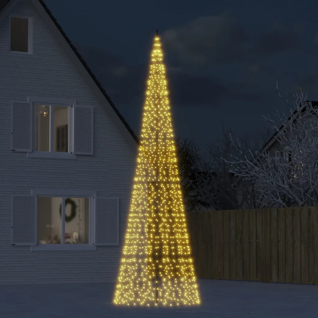 vidaXL Albero di Natale a LED su Pennone 1534 LED Bianco Caldo 500 cm