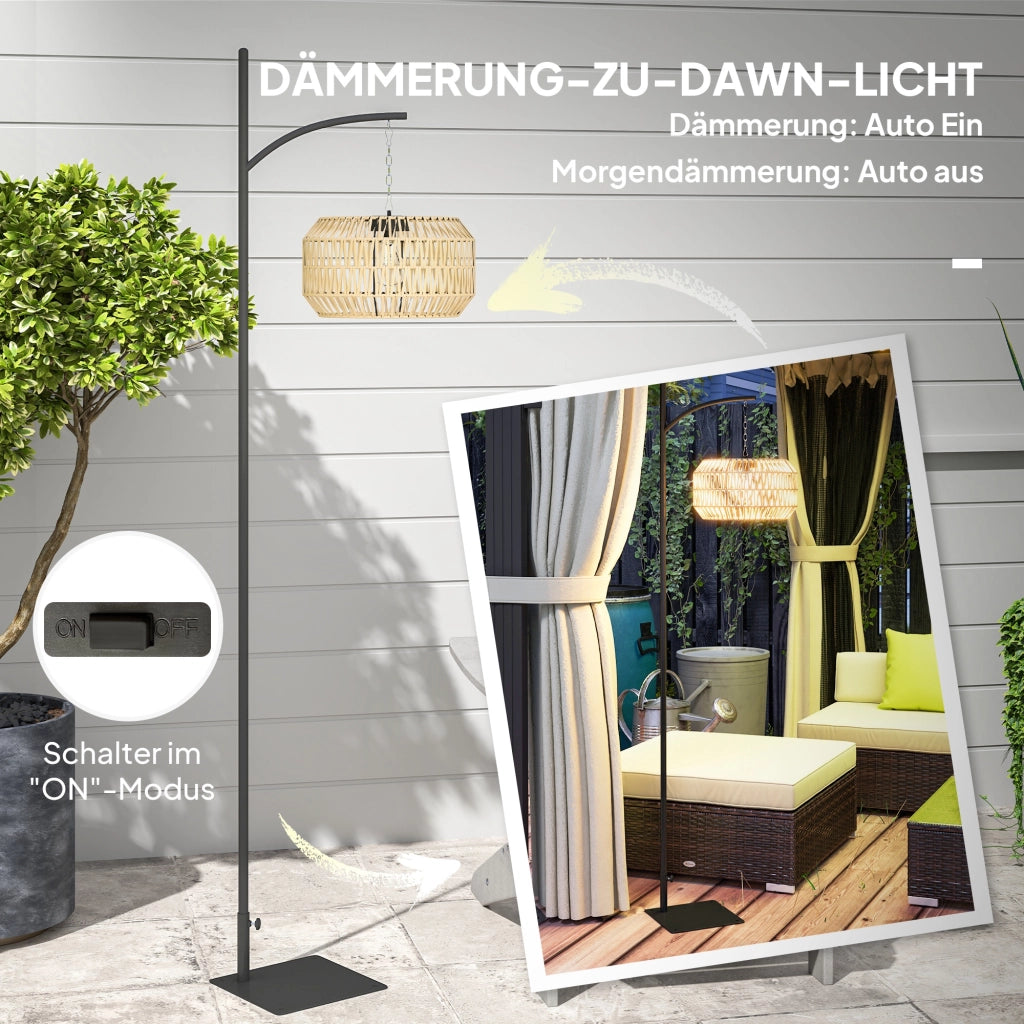 Lampada Solare da Esterno in Rattan con Sensore di Luce ¨C zephmum ¨C Nero e Giallo IP44