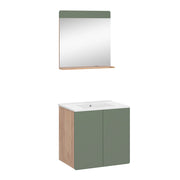Vicco Set di mobili da bagno Goldkraft rovere/verde 3 parti con specchio