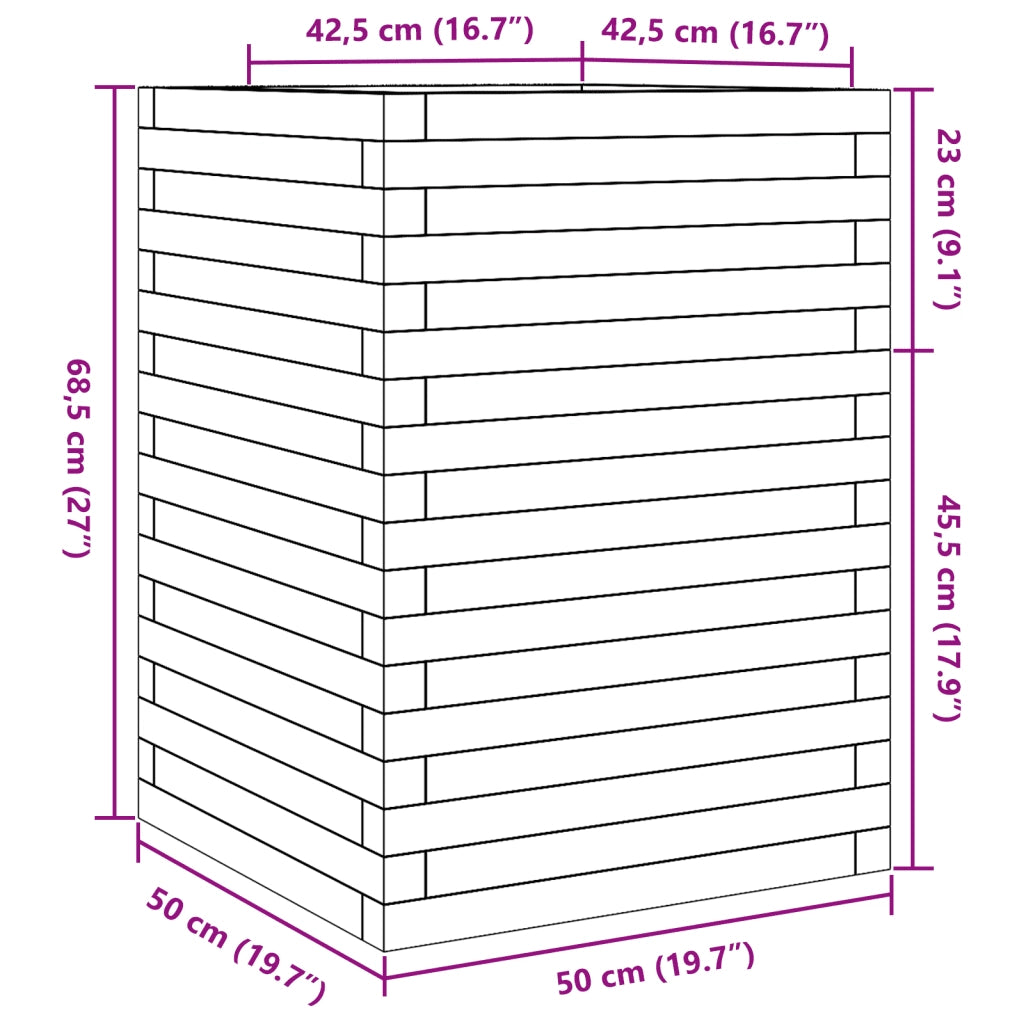 Fioriera Giardino Marrone Cera 50x50x68,5cm Legno Massello Pino 3282466