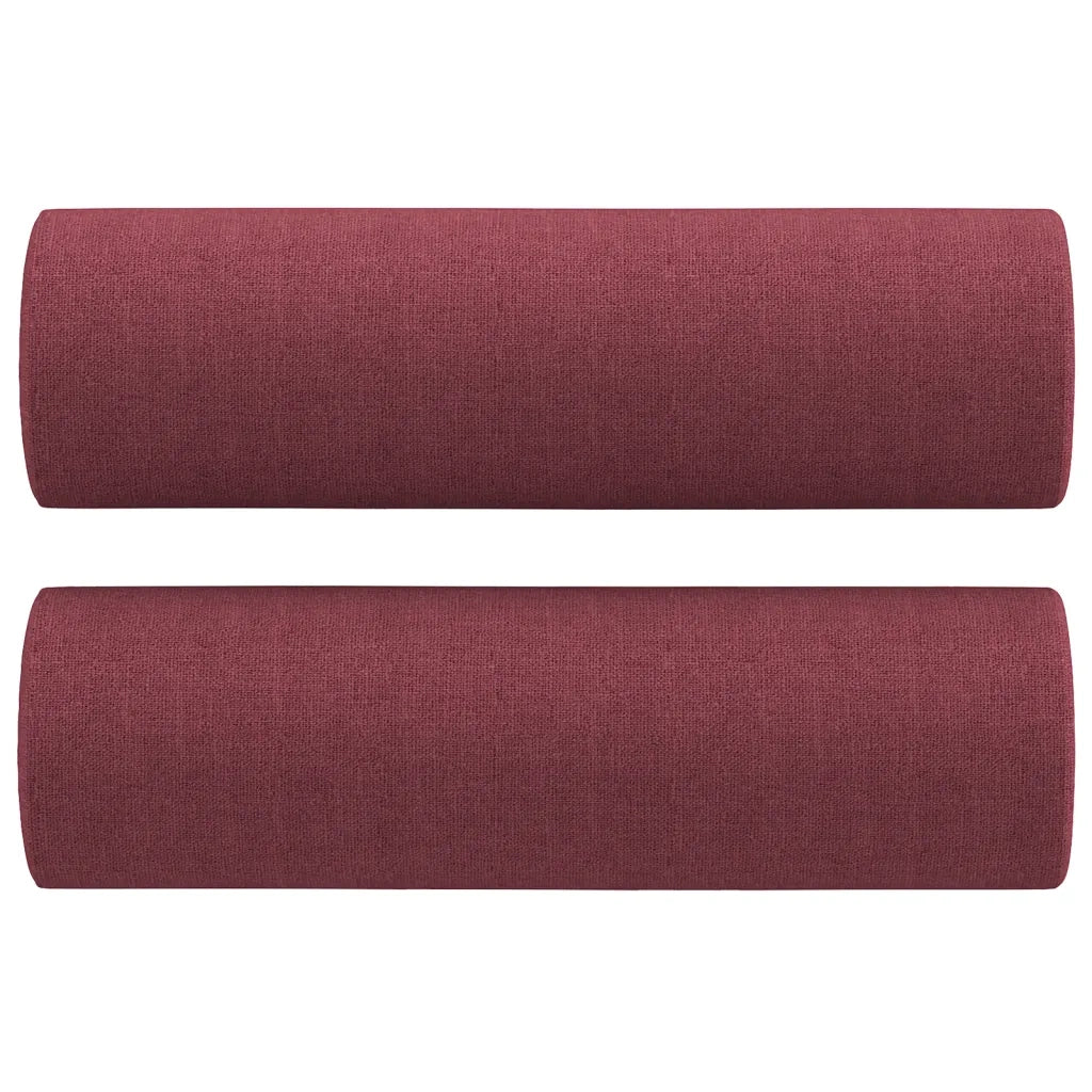 Set di Divani 3 pz con Cuscini Rosso Vino in Tessuto