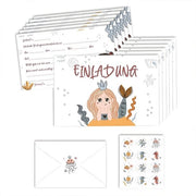 Carte da invito per bambini 12 pezzi - Inviti di compleanno - Buste - Sticker - Acquerello - Inviti di comunione o confermazione - Carte da compleanno