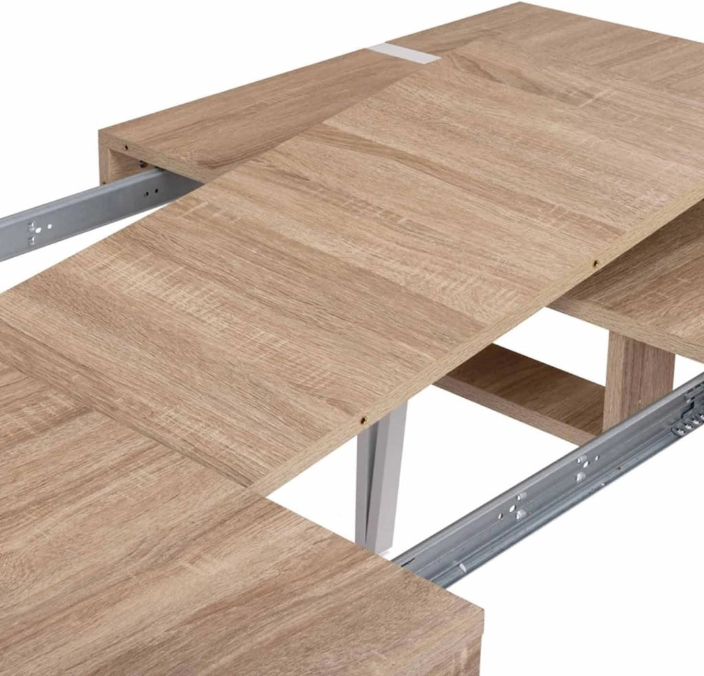 AUSTRIA Tavolo da pranzo rettangolare allungabile per 6-10 persone con gambe a spillo bianche 160-200 cm