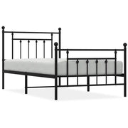 Letto singolo | Letto per adulti | Giroletto con Testiera e Pediera Metallo Nero 100x190 cm