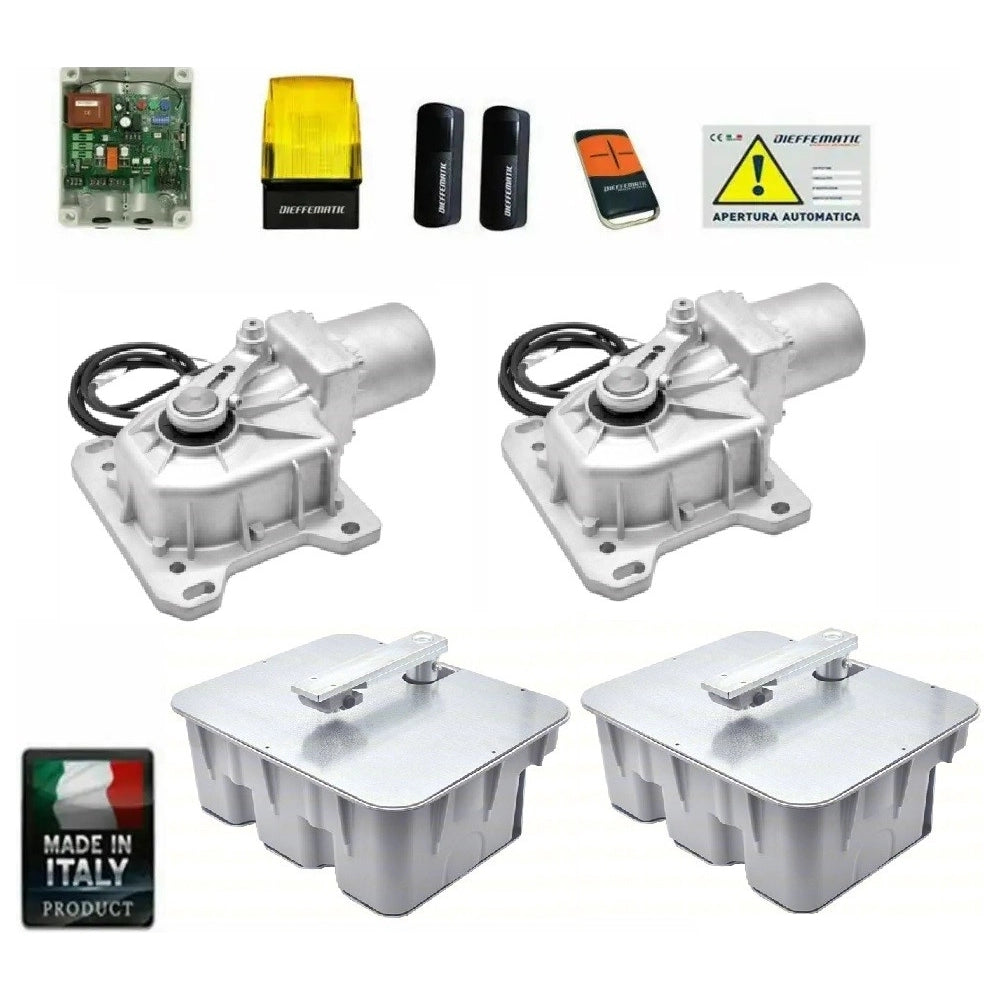 KIT CROMO MOTORE PER CANCELLO A BATTENTE 230V INTERRATO CON 2 CASSE FONDAZIONI