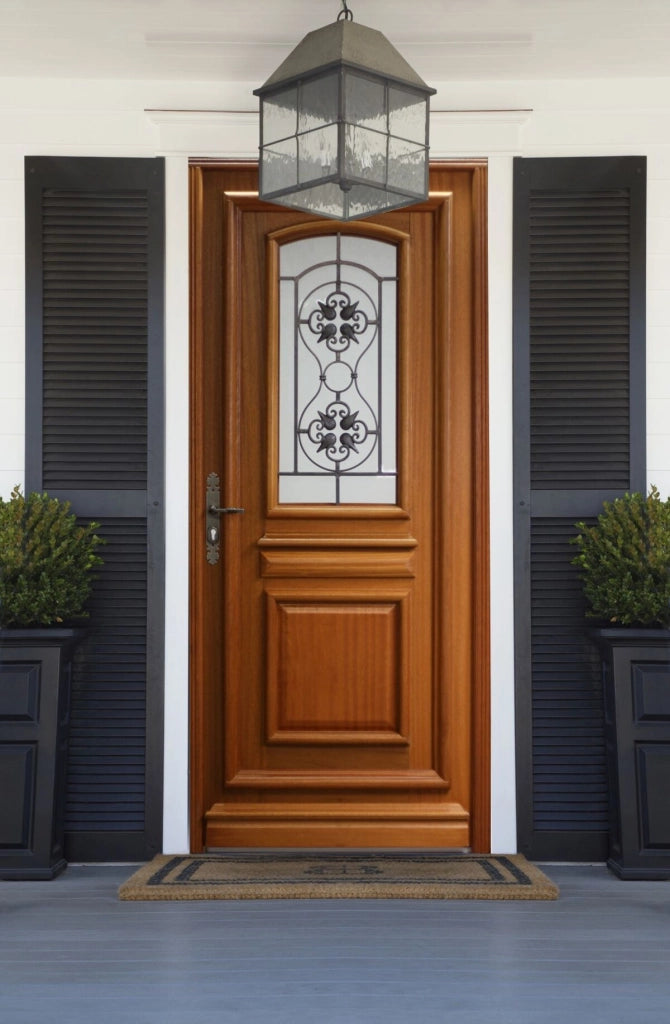 Porta d'ingresso in legno Exo modello 'Tahi 4' 215X90 a destra a spingere senza maniglia