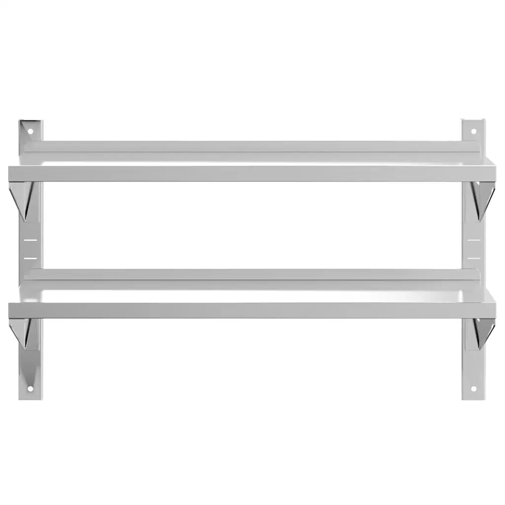 vidaXL Mensola Muro 2 Ripiani 100x30x60cm Argento Acciaio Inossidabile
