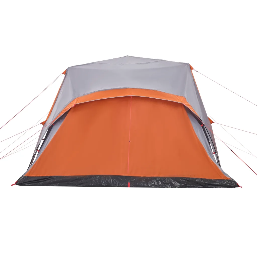 Tenda Famiglia Portico 9 Pers.-Tenda da campeggio Grigio Arancione Rilascio Rapido