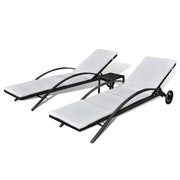 Set di due lettini prendisole da 200 cm con tavolo in resina intrecciata nera 02_0011915