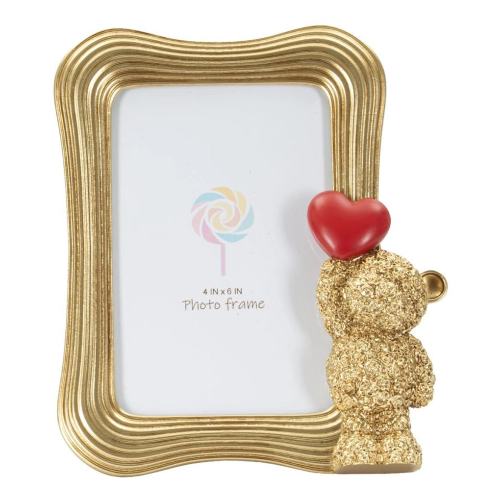 Cornice portafoto Glam in poliresina oro con orsetto