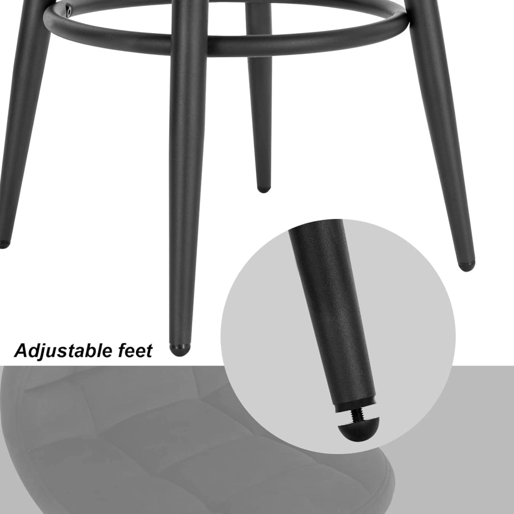 2x Sgabelli da Bar Moderni, Sedie Alte da Cucina con Schienale e Poggiapiedi, Seduta Imbottita, Sgabelli in Velluto e Metallo, Altezza Seduta 70cm, Nero BH364sz-2