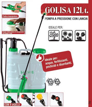 Pompa a zaino, spalla a pressione con irroratore, 4 diversi ugelli, giardino Golisa 12 Lt
