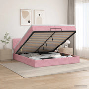 Letto ottomano con materasso Rosa 200 x 200 cm Velluto 3456512