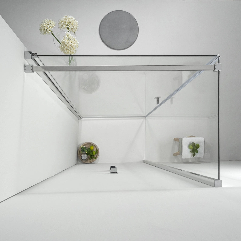 Cabina Box Doccia 90x100 Cm Porta Battente con Lato Fisso Trasparente