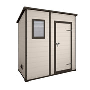 Manor Pent 6x4 - Casetta da Giardino 183,50x200,50x111 cm 1 Anta per deposito attrezzi finitura effetto legno graffiato in Resina Beige